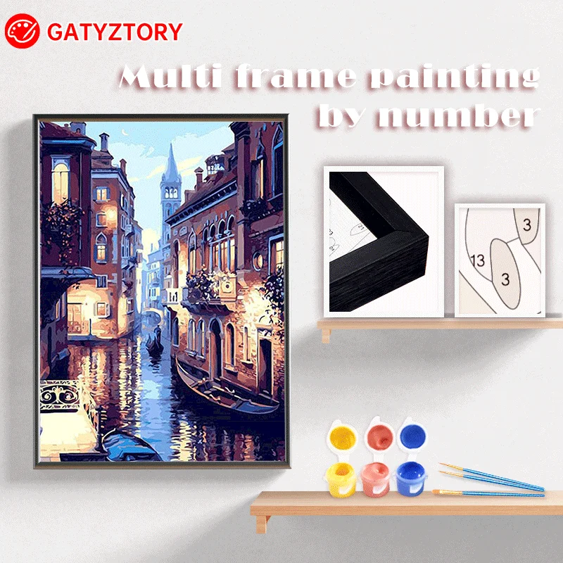 

GATYZTORY Diy Painting By Numbers With Multi Aluminium Frame Kits City Modern Number Paiting For Home Wall Art Decorative