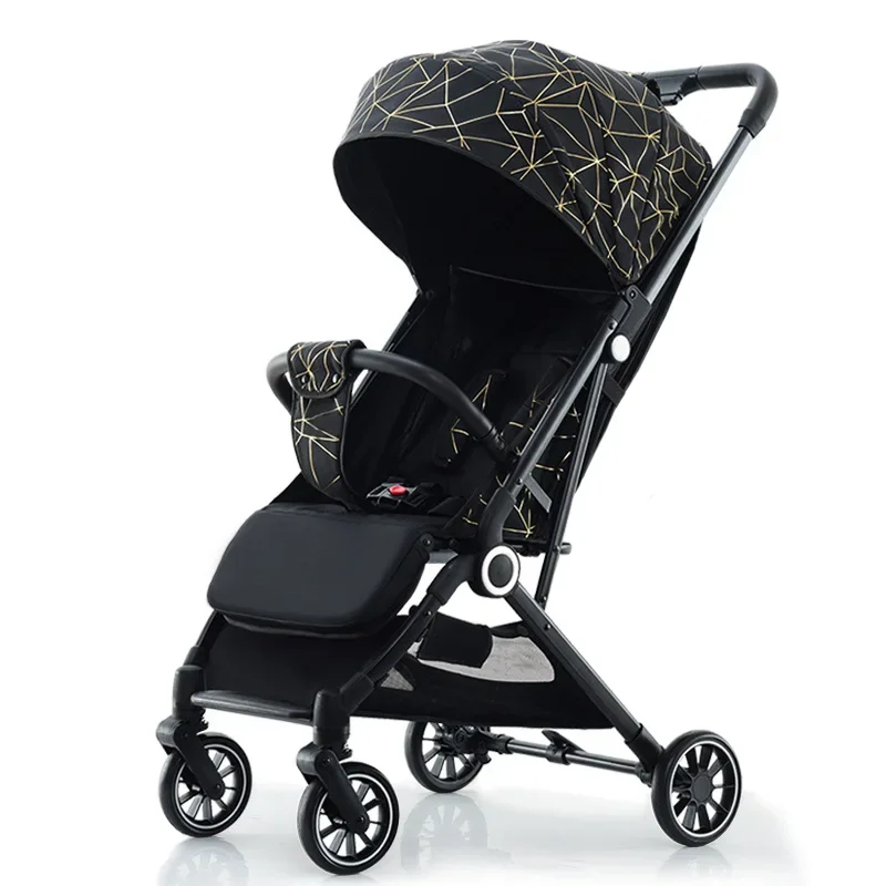 Newborn Stroller High Landscape Lightweight Travel Stroller Two-way Swivel Seat Foldable Adjustable Four-wheeled Baby Stroller