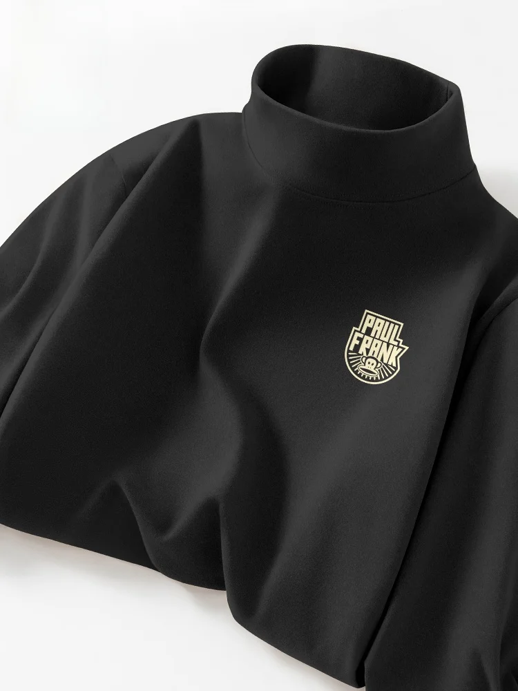 

Мужская футболка с длинным рукавом, утепленная флисом, с высоким воротником, осенне-зимняя модная модель для подростков