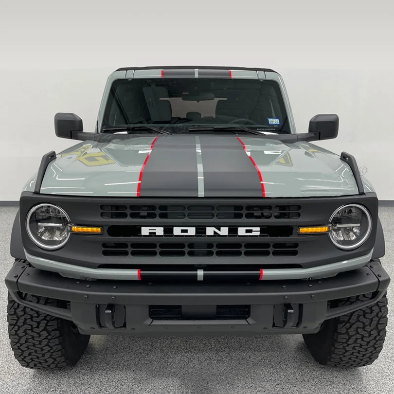 Personalized Hood Decal Matt Black Double Stripe Sticker Scoop Overlay Decoration Wrap Vinyl for Ford Bronco 2021 2022 2023