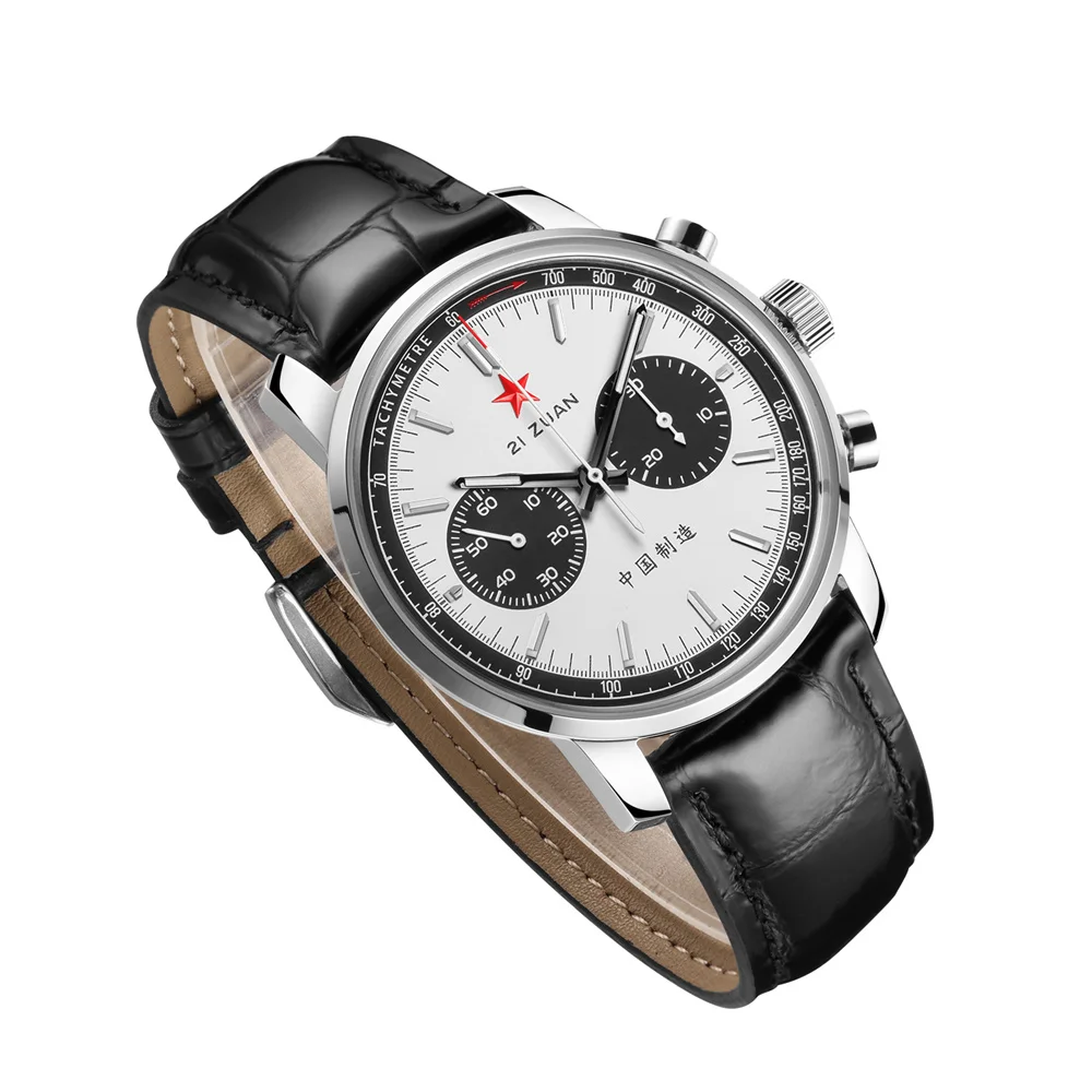 SEAKOSS 1963 Pilot Chronograph 42mm Panda Dial ST1901 Gooseneck Manual Winding Mechanical Watch Luminous Sapphire Crystal