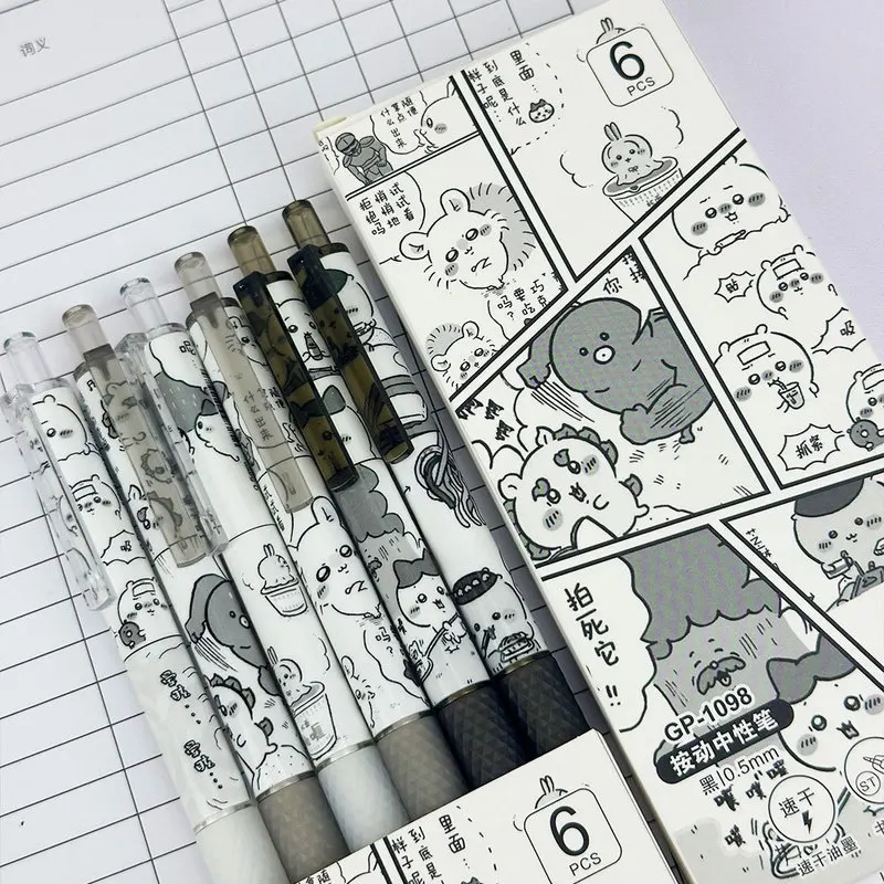 

6pcs Sanrio Gel Pen Hellokitty Mymelody Kuromi Cute Good-Looking Boxed Press Office Signature Pen Stationery Wholesale Gifts