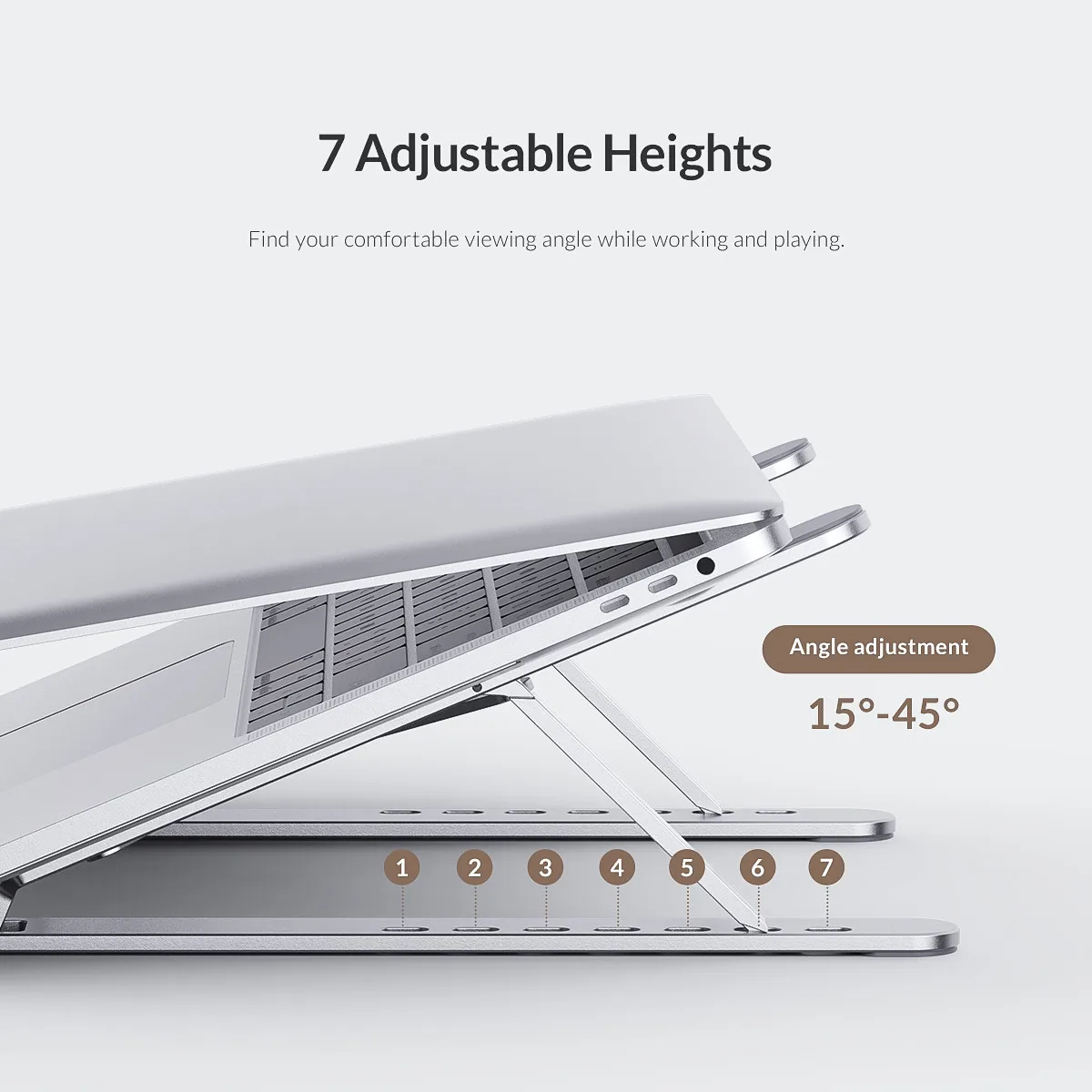 Aluminum Adjustable Laptop Stand Holder Riser Foldable Notebook Stand Portable Computer Stand 7 Angles for MacBook Tablets