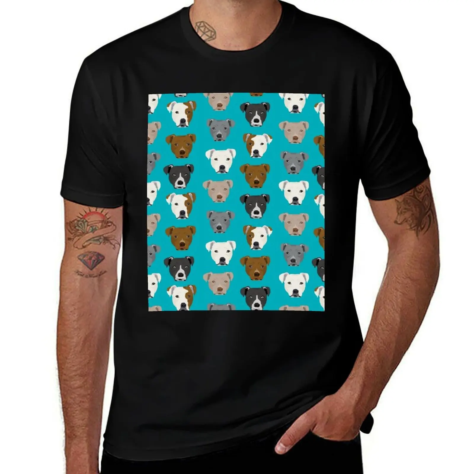 

Pitbull faces dog art dog pattern pitbulls cute gifts for rescue dog owners by PetFriendly T-Shirt sublime mens fashion