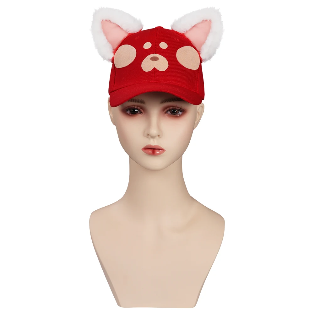 Turning cos Red Red Panda Cosplay Hat Cap Kids Girls Red Headwear Halloween Carnival Costume Accessories