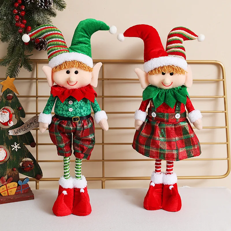 Christmas Decoration Elf Doll Christmas Gift Retractable Elf Doll Under The Christmas Tree Dress-up Props