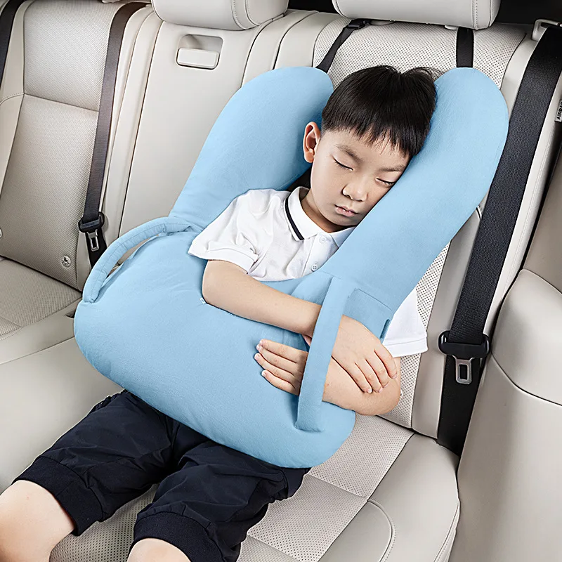 

Solid Color Children Sleep Headrest Pillow Nap Shoulder Belt Cushion Neck Cover Set Travel Accessories For Car Airplane Pillows