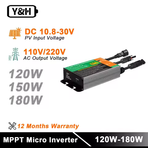 Y&amp;H 120W 150W 180W MPPT Solar Grid Tie Micro Inverter GMI series Input DC10.8-30V Output 110V-240V 65 Solar On Grid