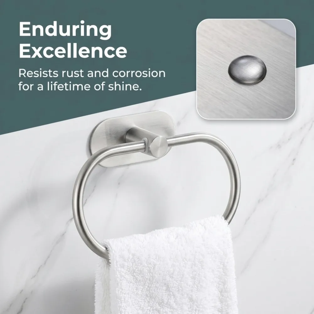 Stainless Steel Towel Ring Silver Black Modern Design Towel Holder Oval Shaped Wall Mount Towel Rack