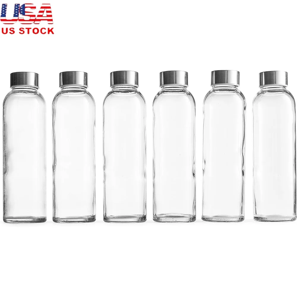 

Многоразовые стеклянные бутылки для воды с крышками, герметичные прочные контейнеры для сока без BPA, портативное хранилище для воды, тренажерный зал, путешествия, дом, 18 унций