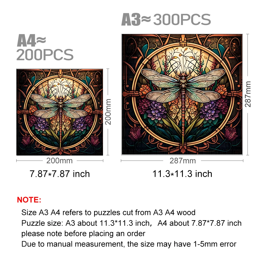 Beautifully Wooden Puzzles Dragonfly Art Decoration Irregular Shape Puzzle Board Set Decompression Puzzle Toys for Adults Family