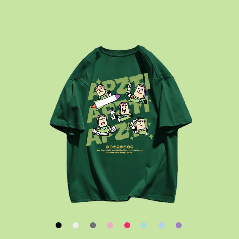 2024 estate nuova Toy and Story Buzz e Lightyear T-shirt ins trend puro cotone coppie preppy top a maniche corte