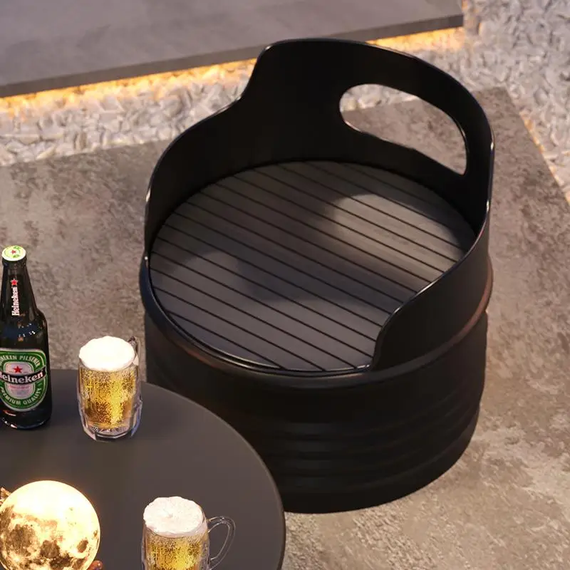 Rustic Oil Drum Framed Industrial Booth Seating Suite Spacious Leisure Furnish Stylish Stand For Family Bistro & Entertainment