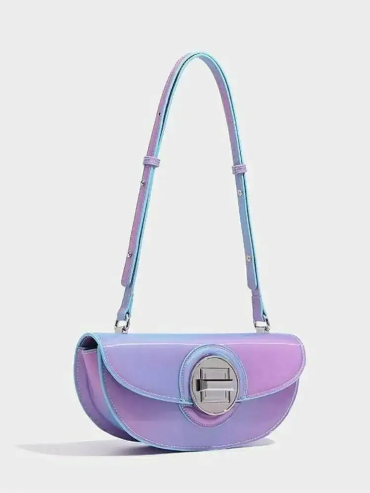 Bloom Sweet Cool Sier Underarm Women Vintage Leather Half Moon Messenger Bag Purse Ladies Retro Elegance Shoulder Bags
