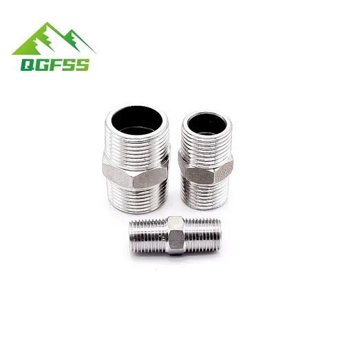 Imagen 2 del producto 1/8 1/4 3/8 1/2 3/4 1 ""rosca macho unión de boquilla hexagonal 304 conector de instalación de tubería inoxidable acoplador adaptador de rosca de aire de aceite de agua