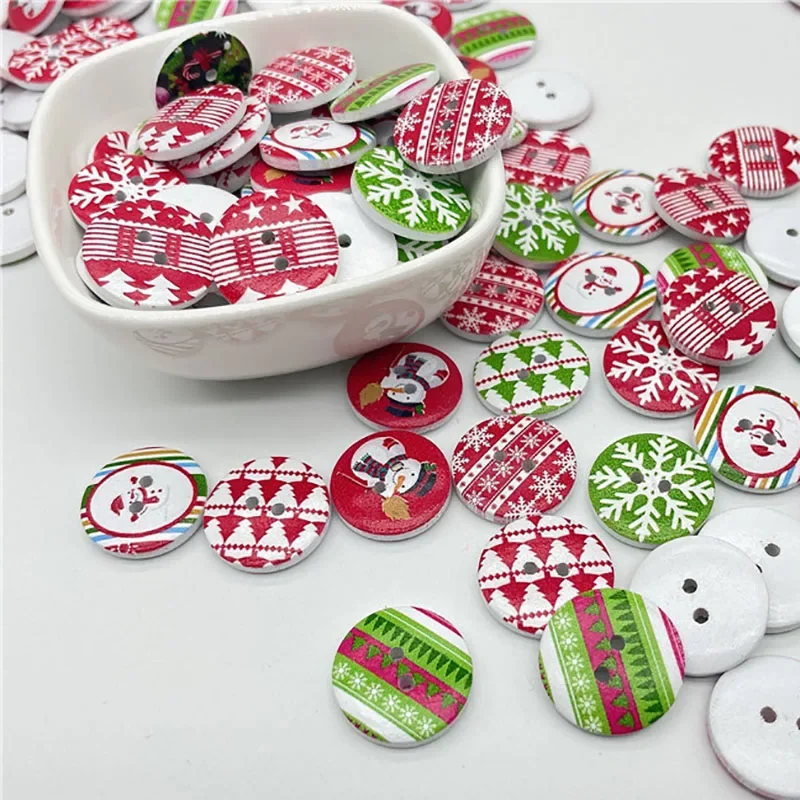 

1000pcs 15mm Round Button Snowflake Snowman Design, Ideal for Wedding Decor and Sewing Accessories Wooden Buttons for Clothing