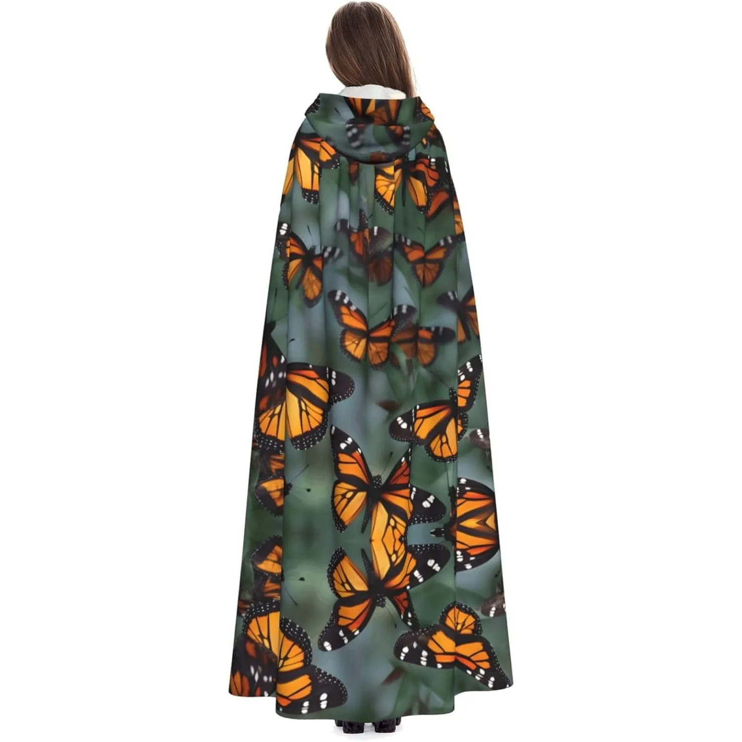 

Monarch butterflies print Adult Hooded Cape Carnival Festival Cape Cosplay Robe Costume party Gothic Carnival