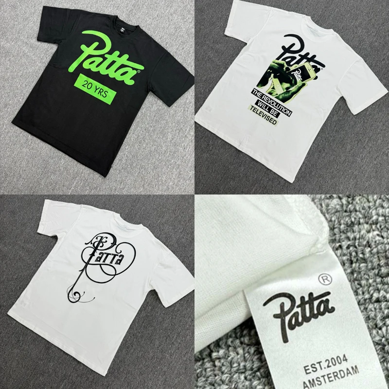 New Street Trend Patta T-shirt Men Women Daily Leisure High-quality Cotton Round-neck PATTA Short-sleeve Real Photos