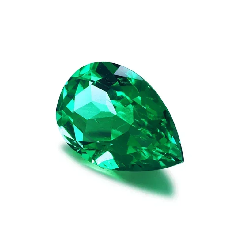 Lab Grown Colombia Emerald Pear Shape Hand-cut Hydrothermal Gemstone Beads for Jewelry Making Pendant Selectable AGL Certificate 3