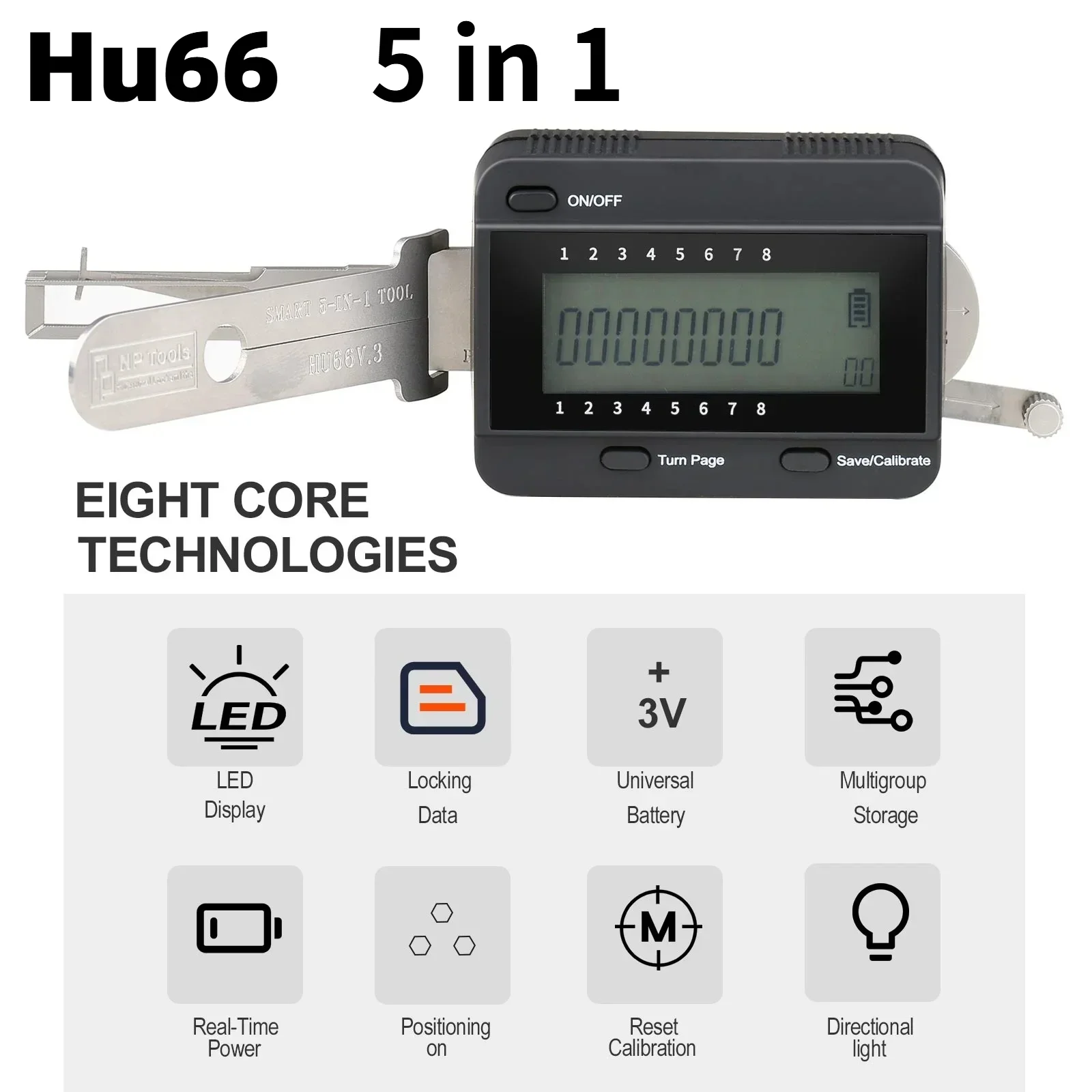 Np Tools Smart 5 in 1 Tool Hu66 V3 Car Lock Decoder Lock Pick Key Code Reader For VAG Group Vw Audi Skoda Seat Porsche