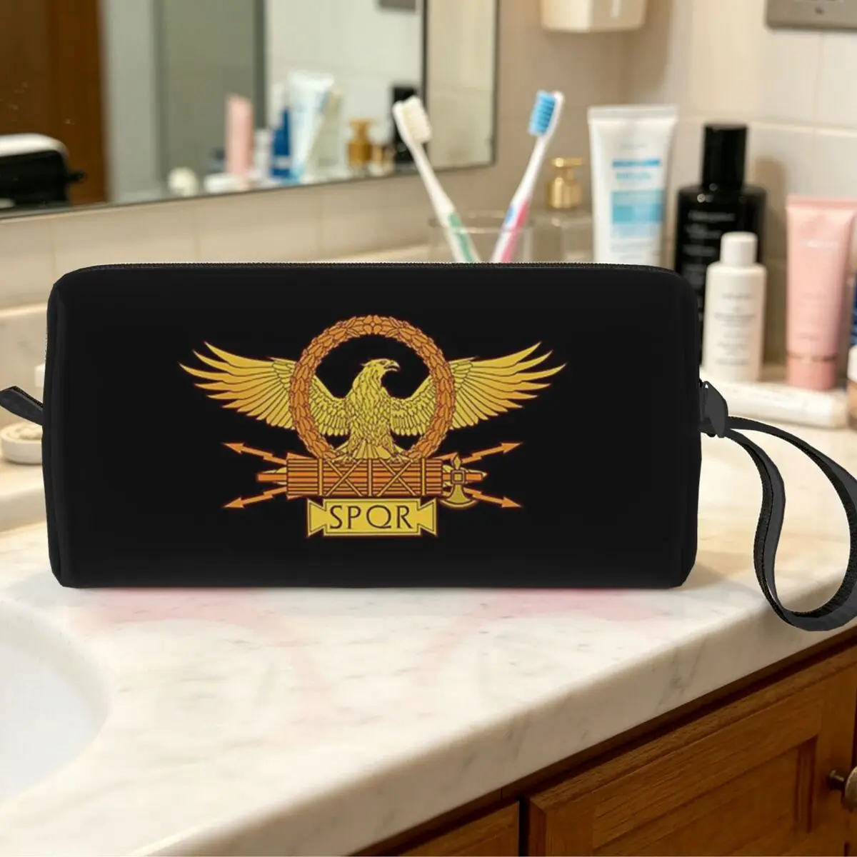 Ancient Rome SPQR Eagle Standard Makeup Bag Cosmetic Organizer Storage Dopp Kit for Women Beauty Travel Pencil Case