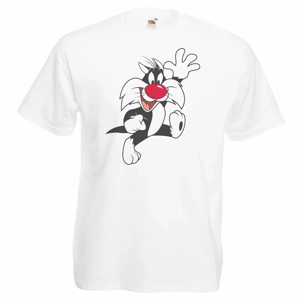 Adults Red Nose Day Cartoon Cat Animation Comic Relief Unisex White T-Shirt Cotton Luxury brand vintage oversized