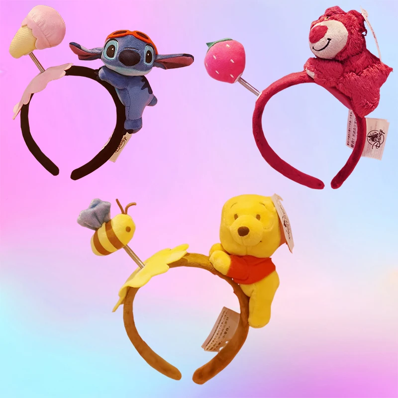 Pluszowe 3D Disney Ears bubunie The Pooh opaski na głowę kobiety uroczy ścieg opaski na włosy dziewczyna Kawaii Lotso akcesoria do włosów dla dzieci