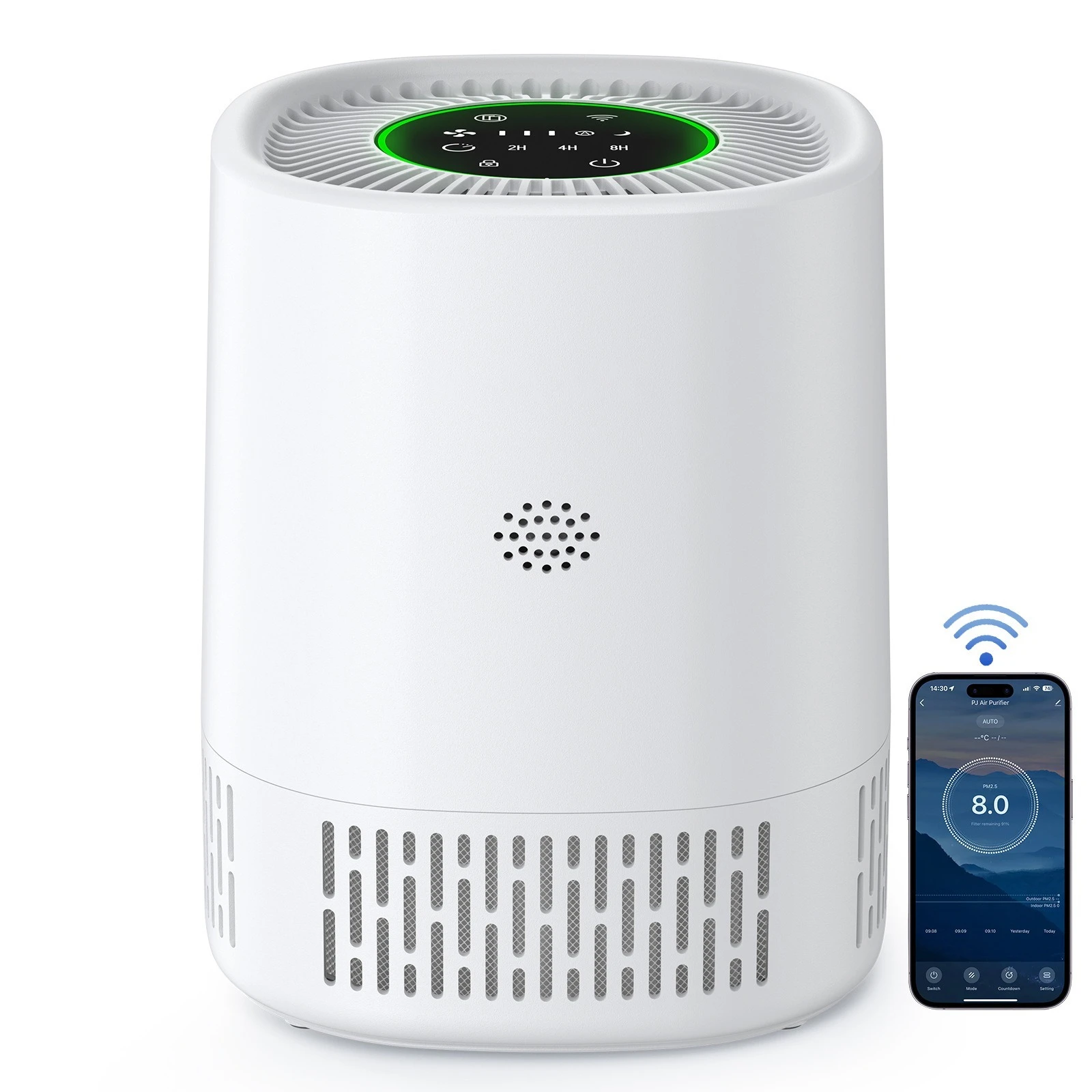 PJ07 Smart Air Purifier WiFi & Touch Screen, HEPA & Activated Carbon Air Cleaner, Large Coverage for Home Living Room view 5