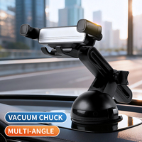 Car Phone Mount for Dashboard, Suction Cup & Clip-on GPS Holder, Multi-functional Universal 360° Rotation Car Stand