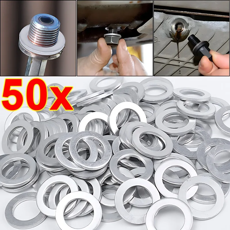 Car Engine Sump Oil Drain Seal Gasket 14mm Hole Nut Washer for Honda Engine Oil Sump Aluminium Seal Gasket Auto Parts 10/50PCS 