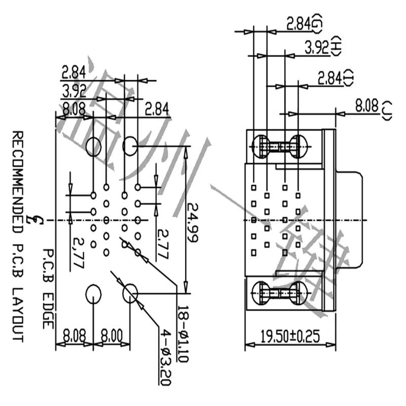 1PC COM 90 degree DR9 VGA welding plate DB head double layer 9 female pair 9 m distance 6.3 double row 9P coppe