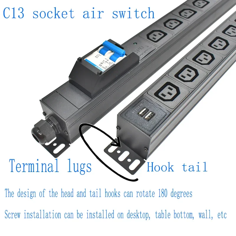 PDU power board network cabinet rack 16A/32A air switch 2-8AC C13 wireless socket with surge protection hot swappable 2USBsocket