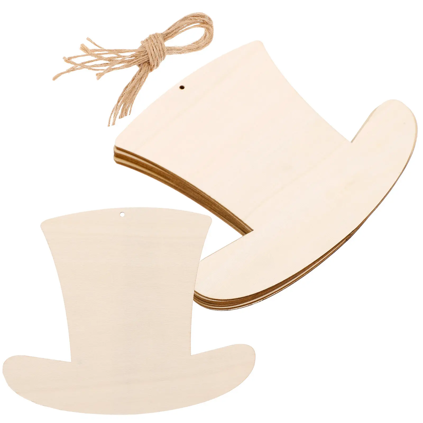 

10Pcs Hat Shape Wooden Slices Unfinished Blank DIY Craft Wood Cutouts for Home Decor Wall Hanging Valentine's Day Wedding Gift