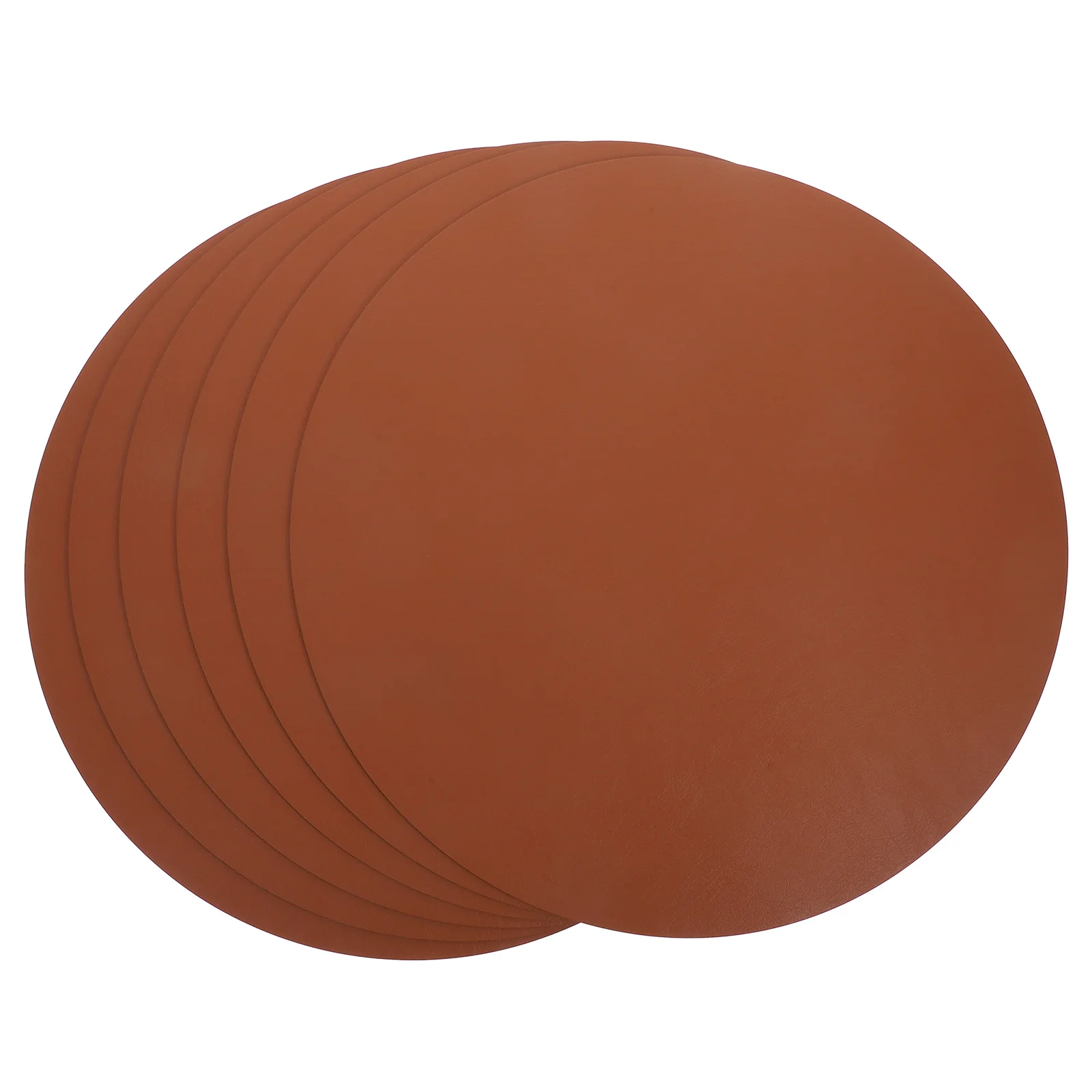 

6pcs PU Placemats Waterproof Simple Style Washable Table Settings for Dining Table Decor Round