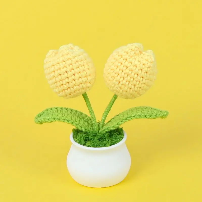 2 Heads Tulip Flower Potted Plant Cute Toys Purple Pink Plants Stuffed Plush Cartoon Toys for Boys Girls Christmas Birthday Gift