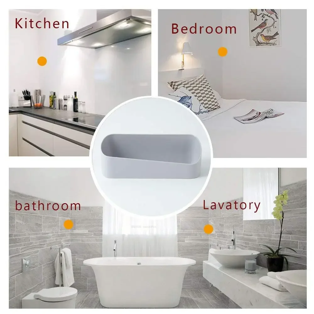 

High Quality Zhangji Traceless Shelf ABS Bathroom Kitchen No Drill Self Adhesive Wall Storage box Bathroom Accessory