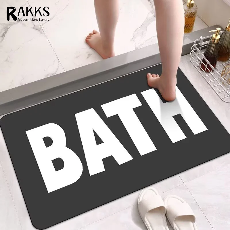 

RAKKS Simple Diatomite Bath Mat Ultra Absorbent Bathroom Floor Mat Fast Drying Non-Slip Shower Rug Hotel Quality Home Carpet Rug