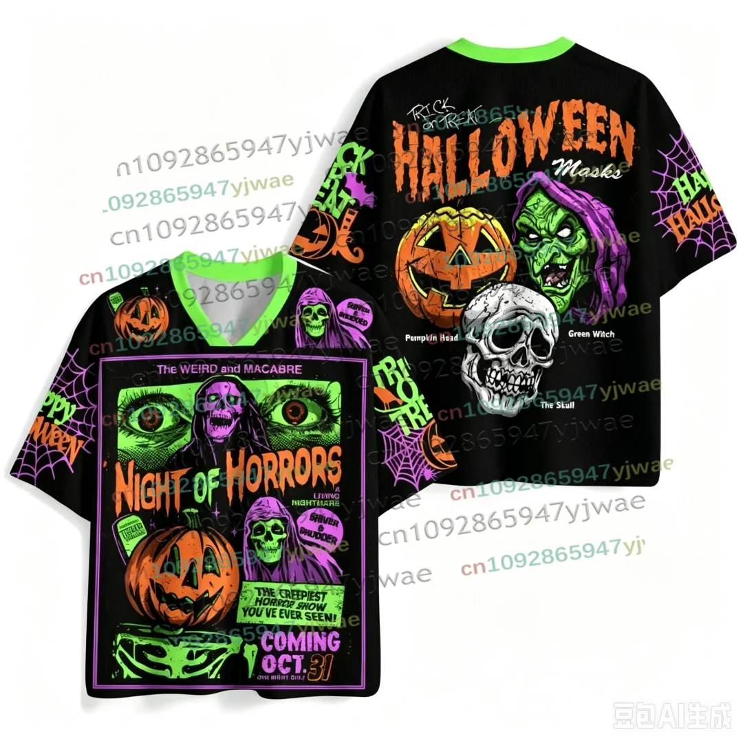 3D Print American Style T-shirt Trendy Halloween Moon Night Ghost House Ghost Atmosphere Men's Women's Halloween Party Clothing
