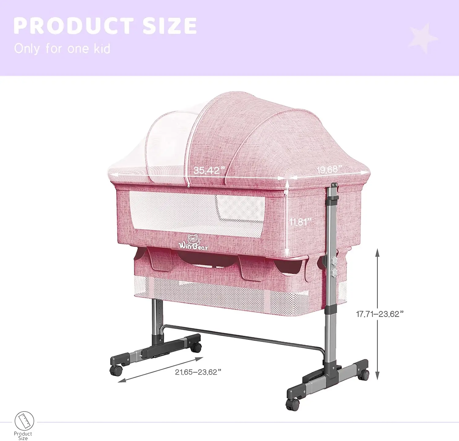 Bassinet bayi tempat tidur bayi 3 in 1, tempat tidur samping tempat tidur, dapat diatur portabel untuk bayi/bayi/bayi baru lahir, dengan jaring nyamuk, ukuran S besar