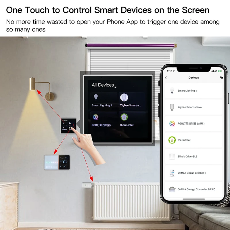 Tuya Smart Multi-functional Control Panel Touch Screen Control for Smart Home Works with WIFI ZIgbee Bluetooth Products 4inch