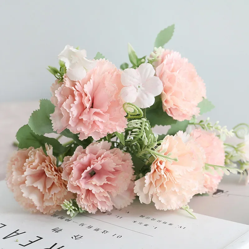 29CM7 Head Spring Carnation Artificial Flower Living Room Entrance Decoration Ornament Mother's Day Thanksgiving Gift