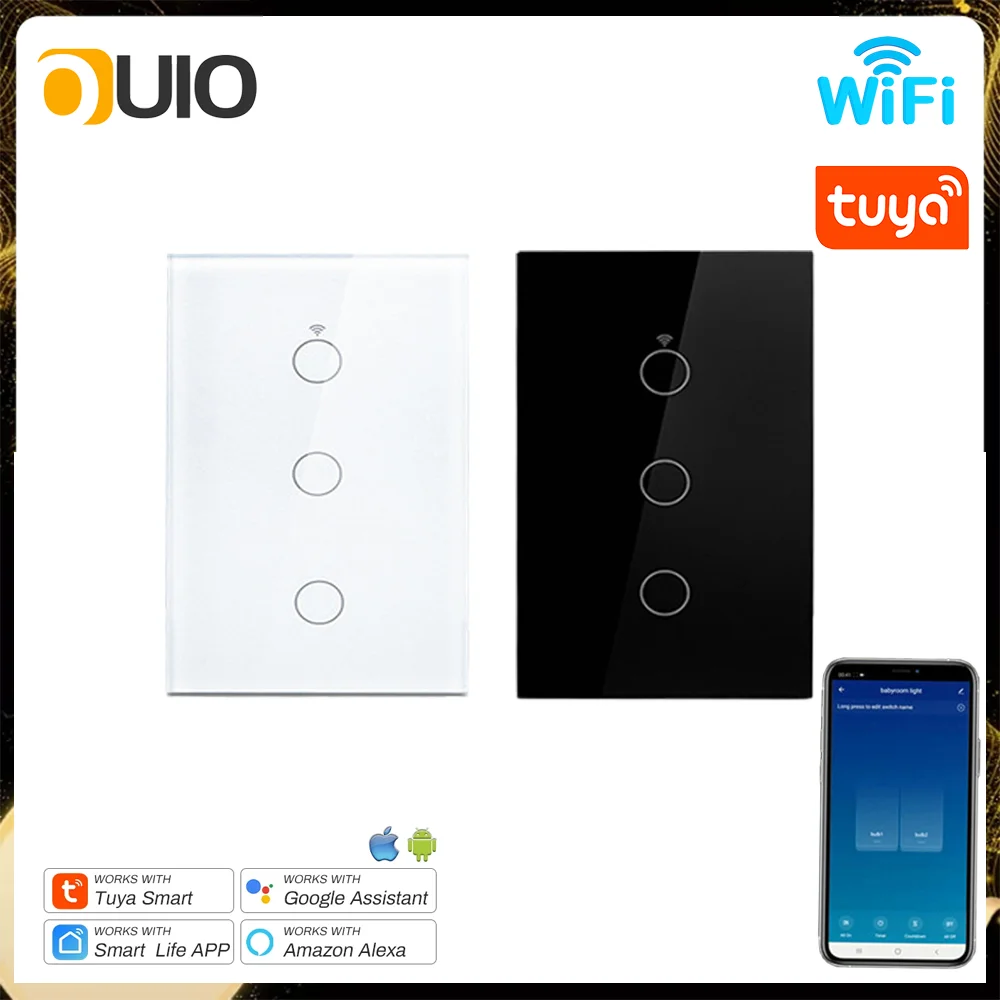 

Сенсорный переключатель освещения Wi-Fi Tuya, 1/2/3/4Gang, интеллектуальный настенный выключатель света, сенсорная панель со стеклянным экраном, работа с Alexa Google Home