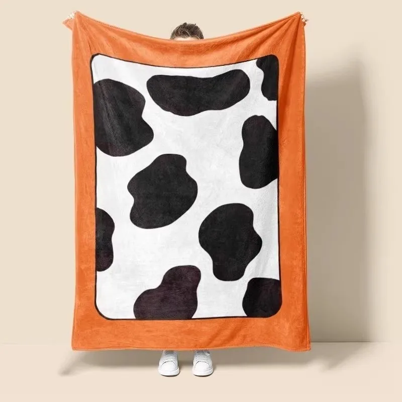 Cute Cartoon Milk Velvet Orange  Flannel Blanket Office Nap Air Conditioner Covering Shoulder Shawl Warm All-Season Blanket