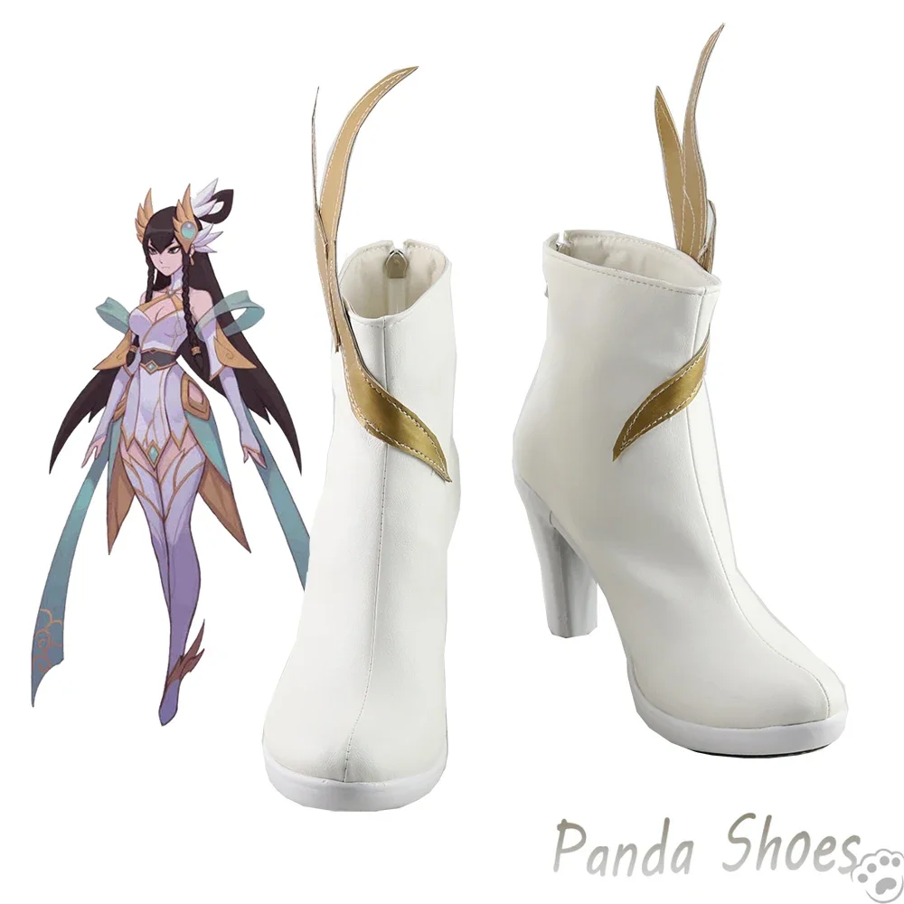 LOL Irelia Cosplay Shoes Anime Game League of Legends Cos White Boots Irelia Cosplay Costume Prop Shoes for Con Halloween Party