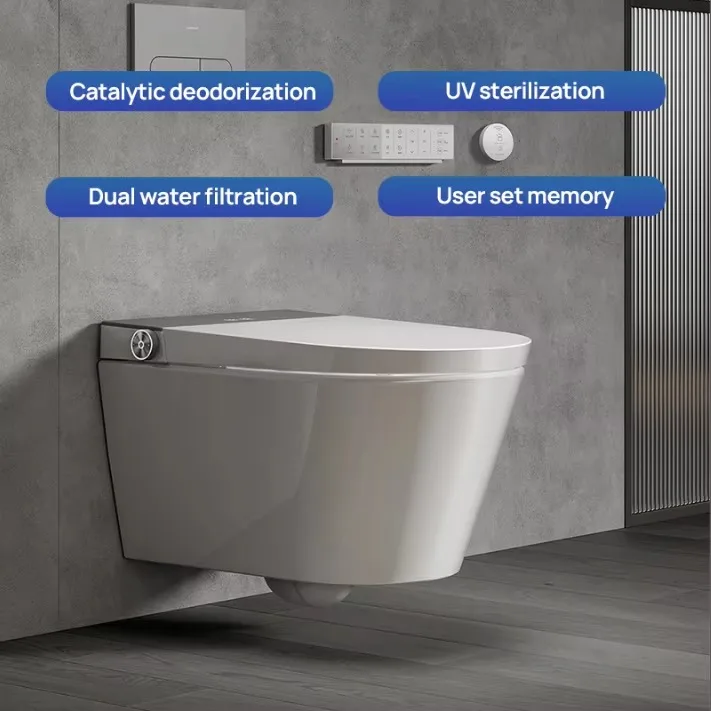 JOMOO Multiple Functions Smart Toilet Wall Mounted ECO Siphon Flushing Smart Toilet With Concealed Water Tank Auto Lid Opening