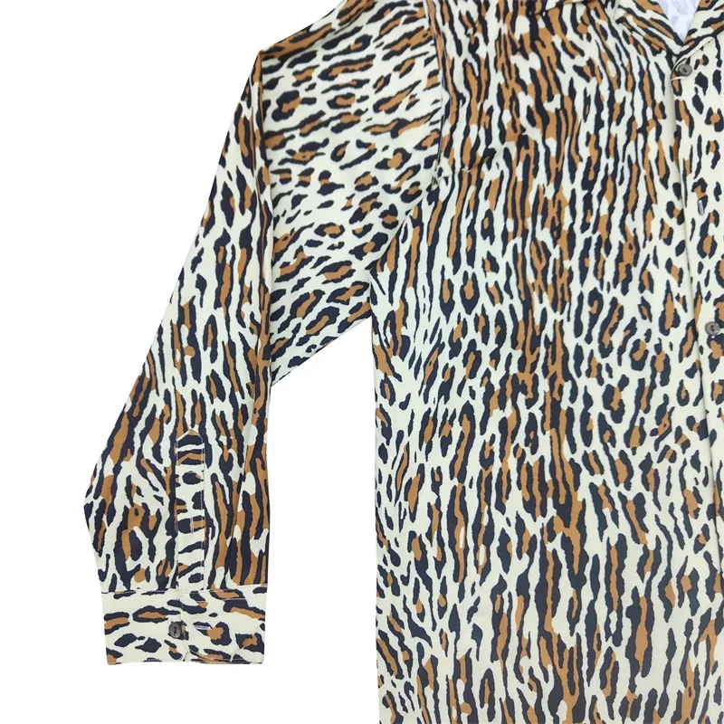 WACKO MARIA Autumn Winter Leopard Hawaii Long Sleeve Shirt Best Quality Fashion Lapel Mens Womens Cardigan Shirt