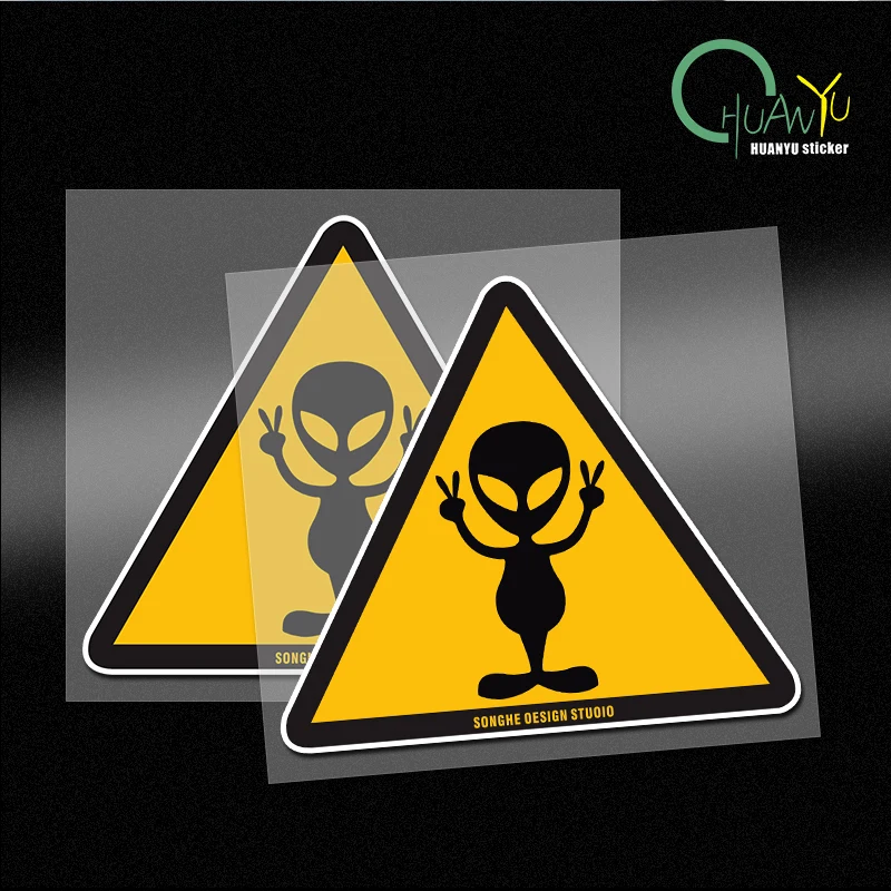 Victory Alien Sticker Paper Flower Area 51 Logo Triangle Warning Sign Reflective Car Sticker Trendy Graffiti Sticker