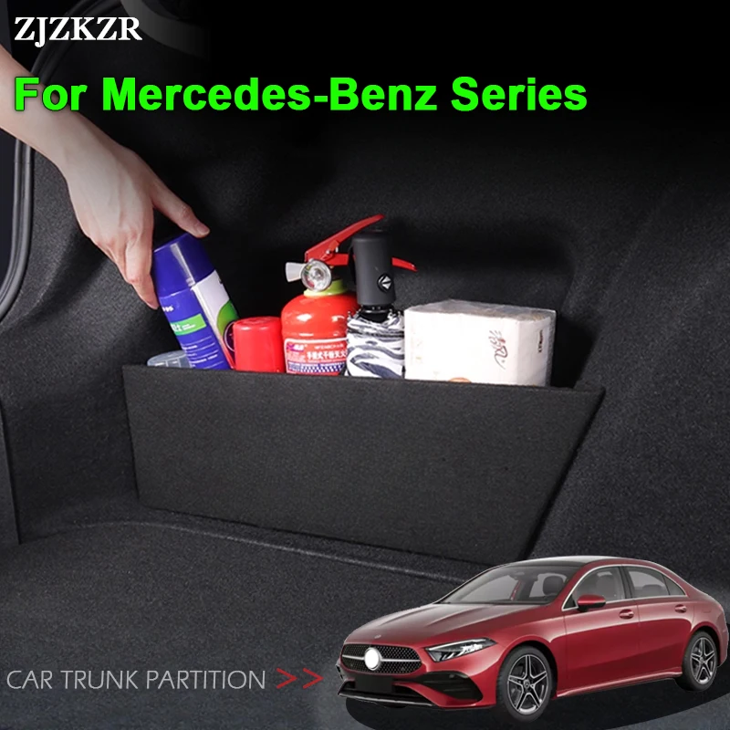 Akcesoria samochodowe do Mercedes-Benz Klasy A/B/C/E/S/R, CLA, CLS, GLA, GLB, GLE, GLK - przegródka do bagażnika, wielofunkcyjny pojemnik do przechowywania.
