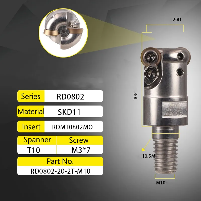 نهاية مطحنة رئيس RD0802/10T3/1204 كربيد إدراج RDMT0802/10T3 الدقة بالقطع مثبت طحن قطع الكتف قاطعة المطحنة