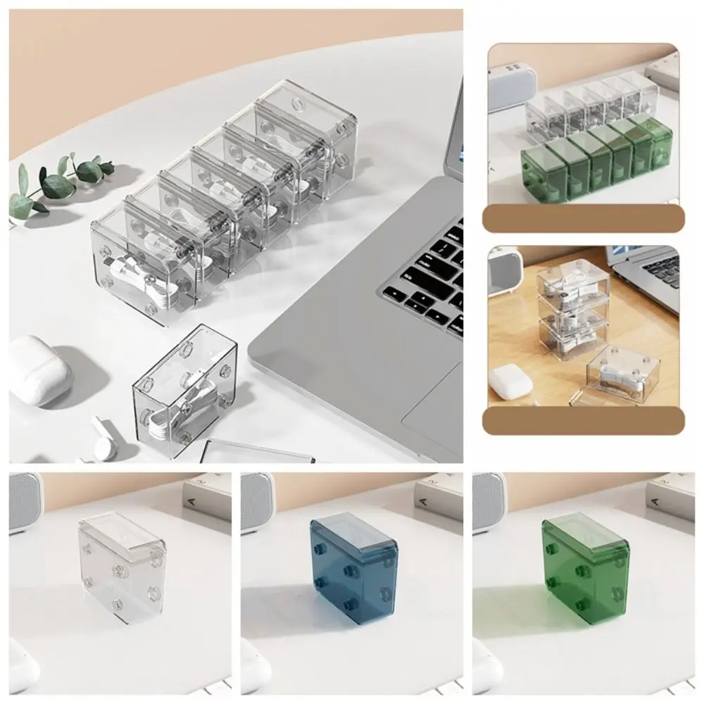 Waterproof Data Cable Storage Box, Empilhável, Transparente, Dustproof, Cabo Container, Plastic Flip Cover, Bobbin Winder, Jóias